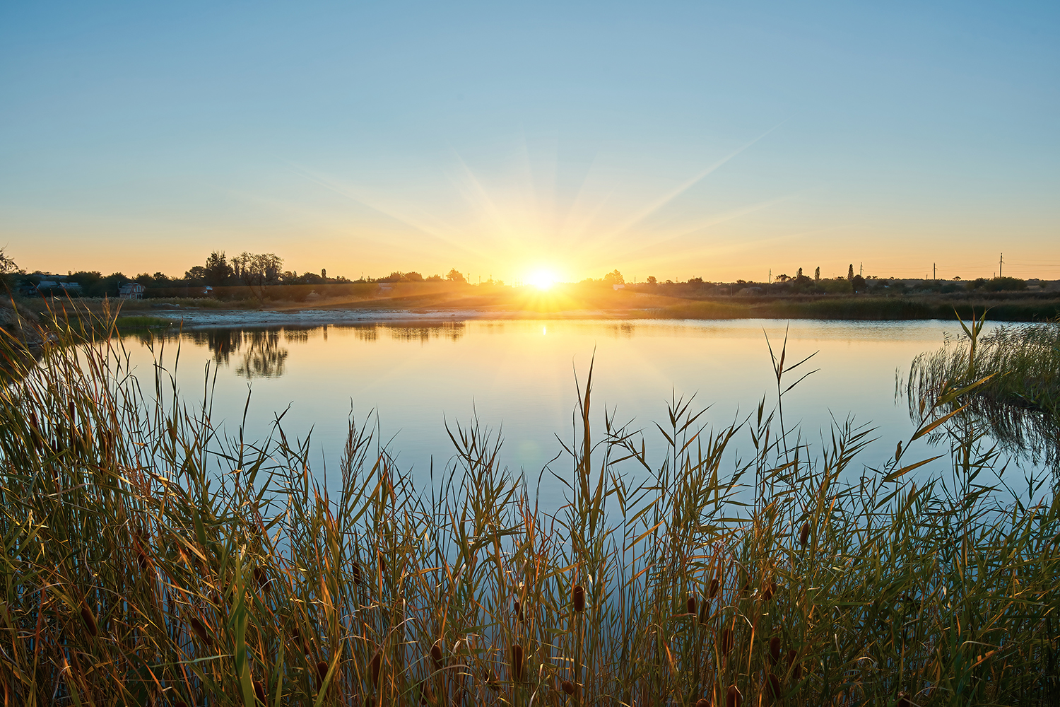 sunset over lake